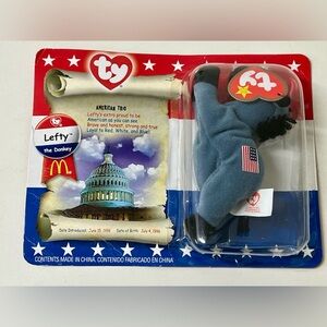 1996 Vtg McDonalds TY Beanie Babies Lefty the Liberal Donkey Limited Release